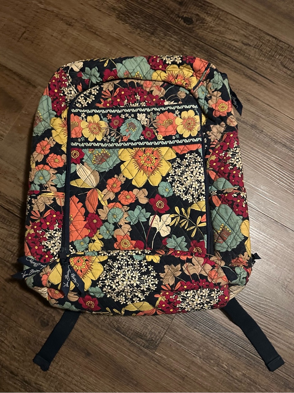 Vera Bradley Black Floral Quilted Backpack
